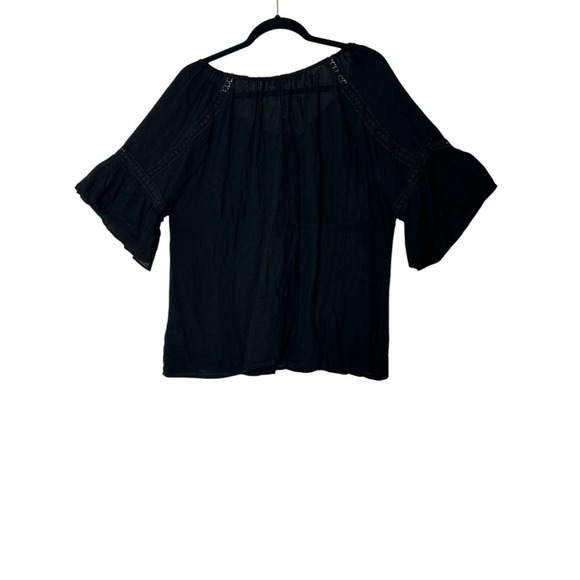 Mustard Seed Blouse Women Small Faux Wrap 3/4 Sleeve Pullover Crochet Relaxed - Picture 2 of 11